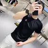 Casual T Shirts Slim Trend Embroidery USA Label Summer Mercerized Cotton O-neck Tee Men's T-Shirts Clothing Black White M-4XL