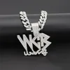 Nouveau Bling Glafe Out Cubic Zircon Cuban Link Lettre de la chaîne de la chaîne WCB Collier pendentif pour hommes HIP HOP Bijoux cadeau Dropshipping x0509