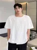 Summer New Short Sleeve t-Shirt Men's Fashion Irregular Short Sleeve t-Shirt Men's Japanese Simple Solid Color Round Neck G1217