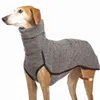 ステッチソリッドカラー暖かい襟犬の服耐久の冬の極骨フリースの暖かい犬のスーツベストハイネックペットジャケットの服211106