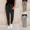 Harajuku corredores leopard impressão casual calças largas perna de moletom mulheres calças plus size alta cintura streetwear 210915