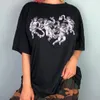 Kuakuayu HJN Dört Cherub Baskı Kireç Işık Yeşil T Gömlek Kadın Yaz Tops Işık Yeşil Streetwear Vintage Rahat Boy Tees 210306