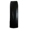 Plus storlek skinny ankel längd kjol kvinnor holografisk smal passform maxi kjol laser tyg prestanda faux läder långa bottnar 210311