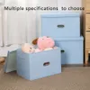 Large Cotton Linen Folding Storage Box Toy Organization Clothes Organizer Bins Chest Grid Modern 210922