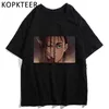 Vintage Letnie Koszulki Anime Atak na Titan Mikasa Ackerman Armin Arlert Funny Print Hip Hop Casual Krótki Rękaw Unisex Tshirt Y220208