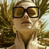 Unika kvinnor överdimensionerade torg solglasögon flip up clear lins rerto vintage solglasögon skyddsglasögon eyewear de sol1
