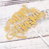 Andere festliche Partyartikel, 12 Stück, Papier-Kuchendekoration, kreativer Schnee-Frohe-Weihnachts-Buchstaben-Cupcake-Pick (Golden)