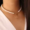 Lyxdesigner halsband Goth Pearl Choker halsband Guldfärg lasso hängsmycken kvinnliga smycken på nackkedjan pärlor chocker colla9423335