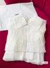 Women's Blouses & Shirts Early Autumn 2021 Turn Down Collar Cloak Sleeve Pearl Button Women White Chiffon Reverse Shirt Girl