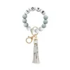 Silikon kärlek pärlor tofs charm armband nyckelringar wrap armband keychain hänger mode smycken kommer och sandiga
