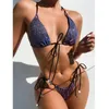 Women's Swimwear 2pcs Women Swimsuits Bikini Set Push-Up Padded Top High Waist Pure Color Bright Silk Bandage Thong Sexy Beachwear 2021