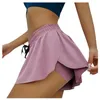 Yoga Outfit Women's High Waist Stretch Athletic Workout Active Fitness Volleyball Shorts 2 In 1 Running Double Layer Sports #P2