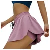 Yoga-Outfit für Damen, hohe Taille, Stretch, sportliches Training, aktive Fitness, Volleyball-Shorts, 2-in-1, Laufen, doppellagig, Sport #P2