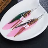 Creative Wings Shape Dangle Kroonluchter Oorbellen Mode Beaded Kwastje Fake Feather Decor Drop Earring Sieraden Accessoires