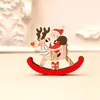 NEWNew Decorations Christmas Wooden Rocking Horse Christmaes Snowman Santa Gift Ornaments Party Supplies Festive Gifts LLD11271