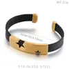 Einfache Persönlichkeit Edelstahl Draht Kette Offene Armreif Stern Logo ID Armband Für Herren 10mm * 65mm innen Silber/Gold/Schwarz