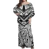 Casual Jurken Hycool Polynesian 2021 Fall Dress Dames Plus Size Elegante Hawaii Tribal Print Mouwloze Slash Collar Vintage Party Maxi Robe