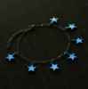 Anklets Jewelrylights Europe and the United States Ladies Beach Wind Blue Five - Winted Star Tassel Anklet Luminous Drop dostawa 2021 MIBG