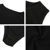 Rapgritista casual magro preto sexy bodysuit tops verão o-pescoço sem mangas bodycon puro corpo aberto corpo mujer 210622