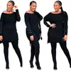 Африканская одежда для женщин двух частей наборы длинные топы тощие брюки сопоставление набор пробежки зимний трексуит комплект плюс размер 4XL 5XL 211116