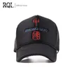 メンズ野球キャップ2021黒赤い中国キャラクター中国刺繍デザイナー高品質スナップバックヒップホップキャップトラック運転手パッド帽子Q0911