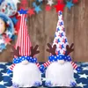 Patriotic Independence Day Boneca Gnomo Vermelho Azul Americano Americano Star Star Imprimir Chapéu Gnome Decor Kids Summer Dolls