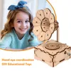 Partij Gunst Creatieve DIY Hand Cranked Wood Phonograph Ramophone Muziekdoos Houten Puzzel Handgemaakte Geassembleerde kinderen Geschenken