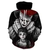Sweats à capuche pour hommes Sweats Film Stephen King ITThe Clown Pennywise Impression 3D Cosplay Costume Hommes Femmes Cartoon Halloween Sweat