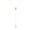 Pendant Necklaces High Quality Vintage Gold/Rose Gold Christian Cross Bohemia Religious Rosary Necklace For Women Charm Jewelry Gifts