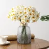 6head jonquille orchidée orchidée fleurs artificielles bouquet décoration de mariage maison bureau table décor fleur blanc ou jaune