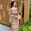 Runway A line Party Dress Squre Neck Polka Dot Summer Lady Vintage Casual Midi Long Vestidos Streetwear 210603