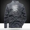 Mäns Jackor Vintage Denim Men Slim Fit Solid Färg Casual Mens Jeans Coat 2021 Mode Kläder för Svart Blå