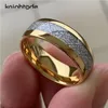 Cluster Rings 8mm White Meteorite Inlay Gold Tungsten Carbide For Men Women Engagement Ring Polishing Dome Band5726682