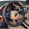 DIY 사용자 정의 가죽 손 수 놓은 자동차 스티어링 휠 커버 포르쉐 Cayenne Panamera Macan 718 911 액세서리 휠 커버