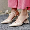 Cow Patent Läder Kvinnor Pumpar Fashion Pointed Toe Woman High Heel Shoes Elastic Band Strange Style Ladies Party Yellow 210610