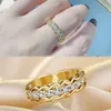 Mulheres Row Diamond Ring Band Gold Gold Open Open Ajusta Rings de cluster Tail Noivado Wed Jewelry Gift Will and Sandy