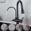 Deck Mounted Black Kitchen Faucets Pull Out Cold Water Filter Tap for Kitchen Three Ways Sink Mixer Kitchen Faucet ELK9139B 2109038843288