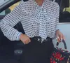 Damskie Długie Rękawy Polka Dot Topy Koszule Bluzka Rękaw Puff Turtleneck Ladies Casual Bow Tie Neck Koszula Elastyczny Talia Soft S-2XL