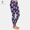 LETSFIND NYA SEXY KVINNOR HIGH MIDSTEN LEGGINGS Fashion 3D Skull Digital Printing Soft Bekväma fitnessbyxor Plus Size 201014