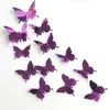 12 sztuk 3D Motyl Lustro Naklejki Ścienne Dekorory Motyle Ściany Naklejka Wymienny DIY Sztuki Party Wedding Decor Dekoracje