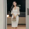 Sommer Koreanische Mode Spitze Kleider Frauen Mesh Kurzarm Büro Dame Bodycon Plus Größe Weiß Mantel Vintage 210531