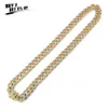 Jinao Hip Hop Ny stil Man Micro Pave Cubic Zircon Halsband Alla Iced Out Gold Color Bling Smycken Kubansk Kedja20 24 30Length X0509