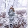 Осень зимние женщины негабаритные пальто Длинные проверенные пробирки повседневные мода теплые женщины куртки длинные ветровавые наряды 210709