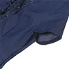 Women's Jumpsuits & Rompers Womens Deep V Bandage Denim Jeans Shorts Ladies Sexy Dungaree Jumpsuit Playsuit