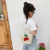 New Children Crochet Handbag Lovely Summer Kids Cherry Handmade Weaving One Shoulder Bags Girls Beach Messenger Bag C6948