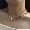 Chokers Europäische und amerikanische grenzüberschreitende Ornamente bemalte Tropfenglasur Edelstein-Anhänger-Halskette weiblicher Hip-Hop-Trend mehrschichtiger runder Gott