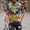 Camisetas masculinas camisetas masculinas de verão colorido de verão impressa -camisa shir anime algodão 3d horror hip hop tee de roupas masculinas costura curta