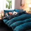 4PCS Plain Color Thicken Flannel Warm Bedding Set Velvet Duvet Cover Bed Sheet Pillowcases Home Bed Linens C0223217E