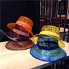 固体透明な女性のバケツ帽子帽子女の子ゴーラスレディースPVCビーチサンバイザー防水雨の帽子プラスチックワイドブリムキャップ211119