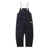 Men's Jeans Loose Pocket Cargo Bib Overalls Trendy Pure Color Jumpsuits Working Clothing Coveralls